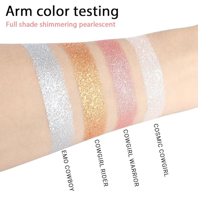 4 Colors Highlight Silver Gold Eyeshadow Palette, SHANY