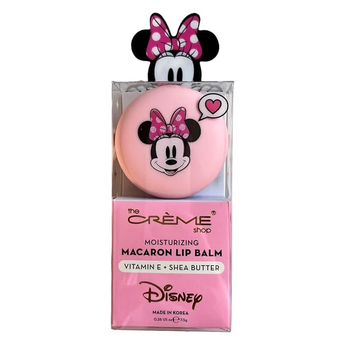 The Crème Shop x Disney Macaron Lip Balm Minnie Mouse Strawberries and Crème Pink Korean Scented Pocket Portable Vitamin E Shea Butter