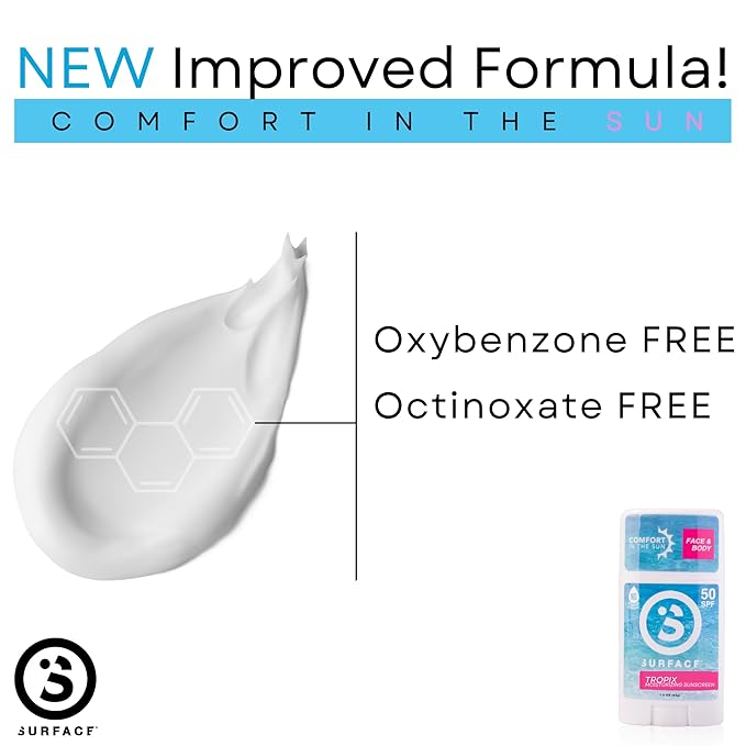 Surface TROPIX Sheer Touch Sunscreen Stick, Water Resistant, UVA/UVB Broad Spectrum, Fast Drying Protection, PABA Free - SPF 50-2 PACK