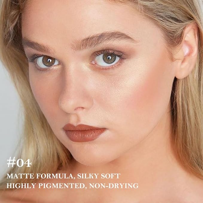 BINGBRUSH 2-in-1 Gradient Lip Liner & Lipstick Combo,Pink Matte Longwear Waterproof Lip Pencil with Cone Tip,Smudge Proof Crayon for Flawless Ombre Contour,Women's Long Lasting Makeup Set-04#Sienna