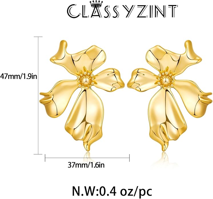 CLASSYZINT Gold/White/Red/Black Flower Stud Earrings For Women