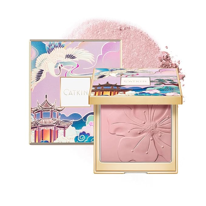 CATKIN Cheek Powder Blush Baked Pink Makeup Blusher Creamy Light Weight Natural Finish 10g (C06 Misty Rain)