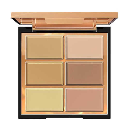 FV 6 Colors Cream Concealer Palette, Full Coverage & Long Lasting Colors Corrector Palette for Dark Circles, Redness, Acne with Natural Finish Cream Foundation Palette, 01 Light Shade