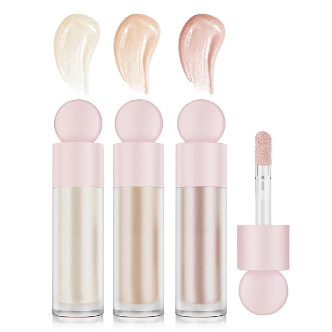 Liquid Highlighter Natural Glow For Face & Body, Waterproof Moisturizing Light Liquid Luminizer For Long Lasting Shimmer, Contour Highlighter Stick Easy to Apply with Cushion Applicator