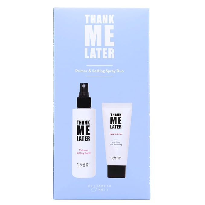Elizabeth Mott Thank Me Later Primer & Setting Spray Duo – Oil-Control Face Primer for Smooth, Matte Finish & Hydrating Setting Spray with Niacinamide for Dewy, Long-Lasting Makeup – 30g + 95ml
