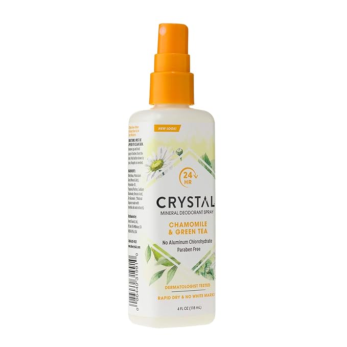 Crystal Essence Mineral Deodorant Spray, Chamomile & Green Tea 4 oz (Pack of 12)