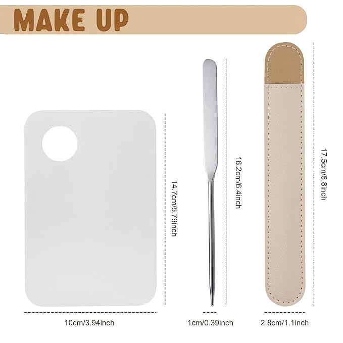 Makeup Spatula and Makeup Palette, Stainless Steel Foundation Palette & Tiny Cosmetic Spatula Tool for Nail, Art, Eye Shadow, Eyelash, Face Makeup