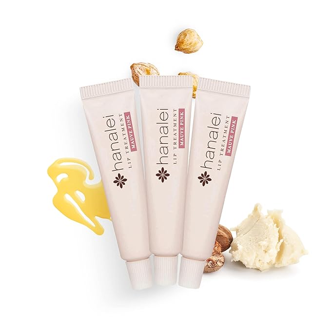 Hanalei Hydrating Lip Treatment Balm – Cruelty-Free, Paraben-Free Moisturizer for Severely Dry, Chapped Lips – Kukui Oil, Shea Butter & Grapeseed Oil –Mauve Pink Tint, Travel-Size 3-Pack (5g X 3)