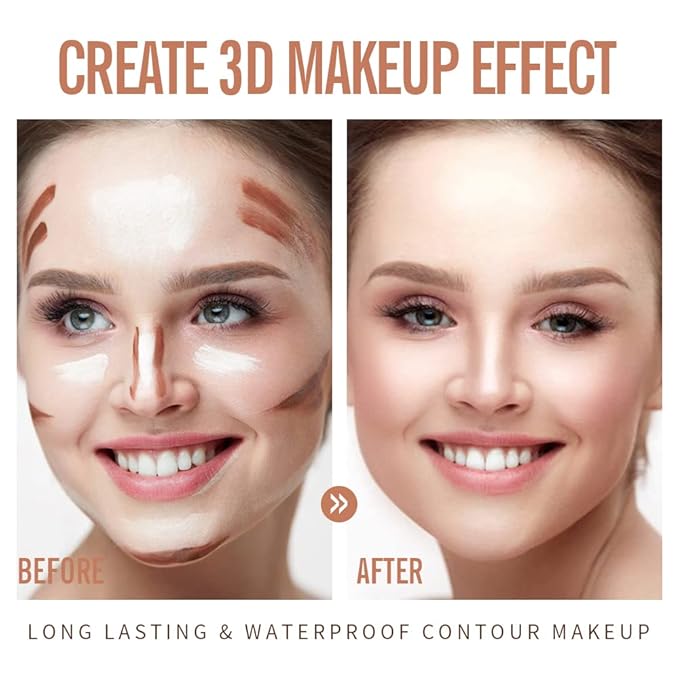 KIMUSE 2Color Dual Cream Contour Stick, Multi Blush & Contour Bronzer Stick, Long Lasting & Waterproof Contour Sticks Kit for Light Skin Face Makeup