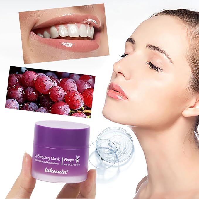 Sleeping Lip Mask, Long-Lasting Nourish & Hydrate Lip Mask, Lip Balm, Lip Oil, Lip Skin Care, Hydrating, Moisturizing Lip Lines Night Sleep Care Lip Anti-chapped Lip Cream (04# Grape)