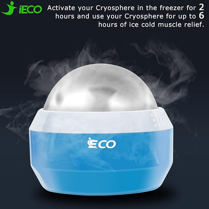 iECO Cryosphere Cold Massage Roller Ball - Massage Ball for Cold & Heat Relief, Myofascial Release, Trigger Point Therapy, Muscle Knots - Deep Tissue Ice Massager