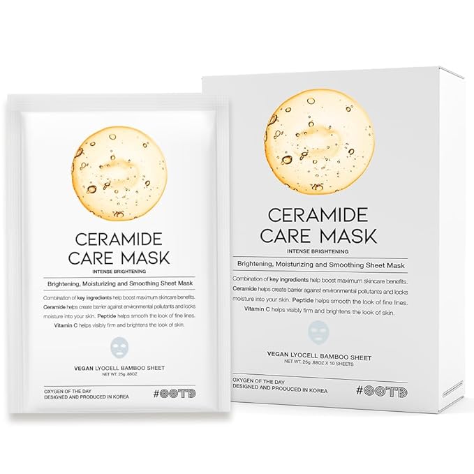 Ceramide Brightening Sheet Mask For Face, Moisturizing, Anti Vegan 10EA