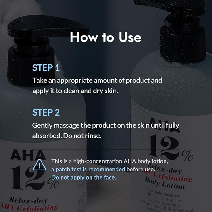 V11FACTORY AHA 12% Glycolic Acid Body Lotion – Korean Exfoliating & Hydrating Body Cream with Hyaluronic Acid & Collagen – Unscented, Paraben-Free Skin Smoothing Moisturizer, 10.6 oz