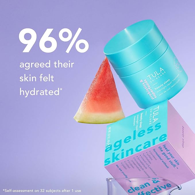 TULA Skin Care Beauty Sleep Overnight Repair Treatment - Anti-Aging, Night Cream, Contains Natural Peptides, AHAs, Retinol, Vitamin C to Reduce the Appearance of Lines and Dull Tone, 1.7 oz.