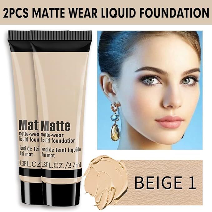 2 Pack Liquid Foundation Cream for Face Makeup,Durable