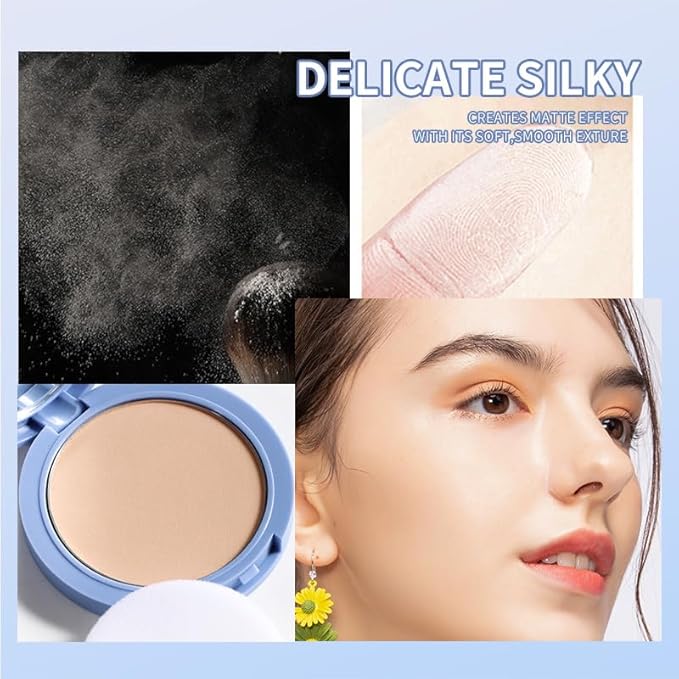 Oil Control Face Pressed Powder, Matte and Smooth Translucent Powder Setting Powder Makeup, Waterproof Long Lasting Finishing Face Powder, Cruelty-free(#02 NATURAL BEIGE)