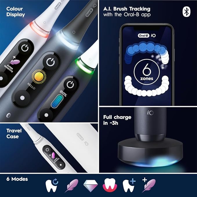 Oral-B iO Series 8 Electric Toothbrush with 2 Replacement Brush Heads, Violet Ametrine