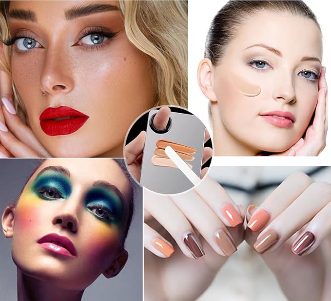 Korean Picasso Makeup Spatula Palette Set for Liquid Foundation, Stainless Steel Mixing Scraper Artist Nail Art Stirring Makeup Tool