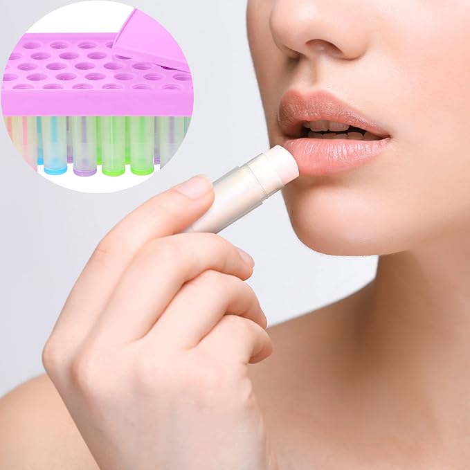 2 Sets Lip Balm Tray and Spatula Set Portable lipstick Holder Lip Balm Containers Lip Gloss Making Kit (Purple)