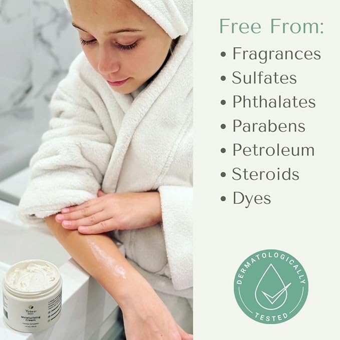Yobee Body & Face Cream for Dry, Itchy Skin | Dermatologist Formulated | Probiotics, Honey, Turmeric, Vitamins B12 & E, Ceramides, Shea Butter | Fragrance Free | For Kids & Adults | Soothe Eczema