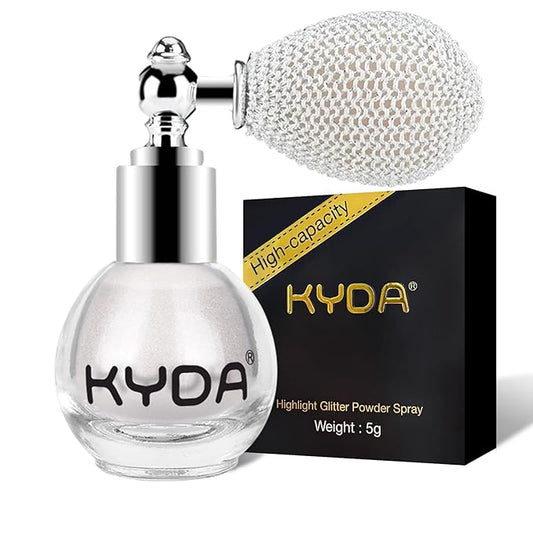 KYDA Highlighter Powder Spray, Glitter High Gloss Spray Shimmer Sparkle Powder Makeup Spray, for Face Body Cosmetic-Pearl White