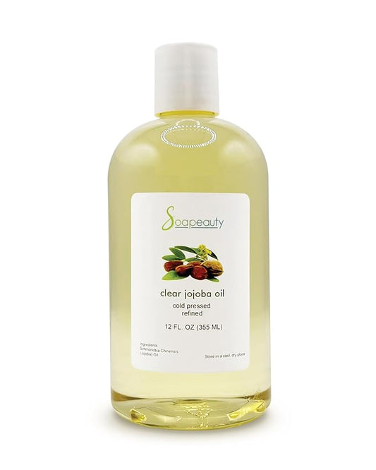 Soapeauty Clear Jojoba Oil | 100% Pure & Natural | Refined, Cold Pressed, Hexane Free | Moisturizing Oil for Skin, Face, Hair & Nails | 12 fl oz