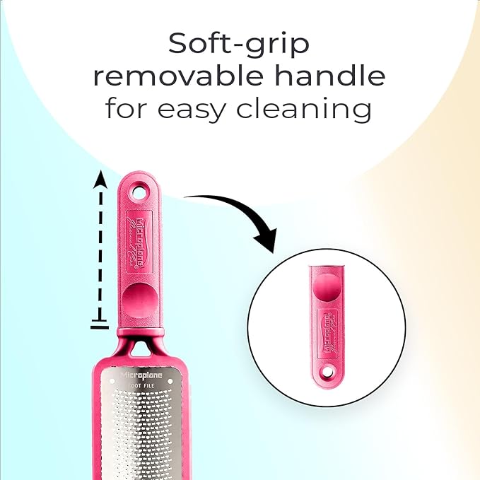 Microplane Colossal Foot File Scraper - The Original Stainless Steel Foot Rasp, Dead Skin/Callus Remover for Feet, Gentle Foot Scrubber, Pedicure Tools for Salon-Quality Foot Care, Pink