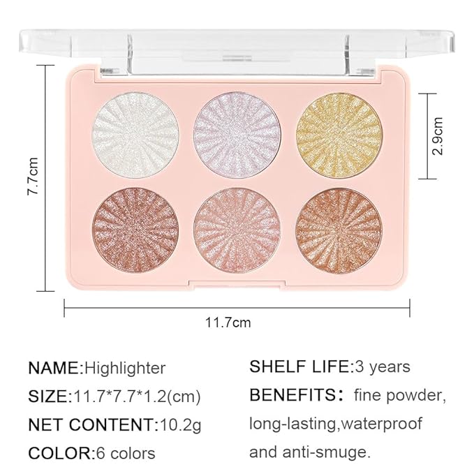 6 Colors Face Highlighter Makeup Palette iluminadores de maquillaje profesional luminizers Cheek Diamond Shimmer Stick Glitter Bronzer and Highlighter Palette makeup illuminators highlighters for face