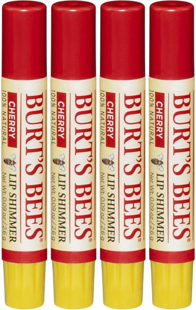 Burt's Bees Lip Shimmer, Cherry 0.09 Ounce (Pack of 4)