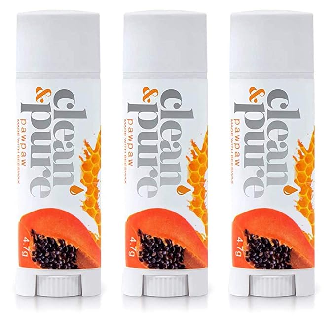 Lip Balm 3-Pack (Pawpaw) | Lip Care Set With 100% All Natural Beeswax and Vitamin E Oil | Flavored Lip Balm for Dry, Chapped Lips | Made in Australia …