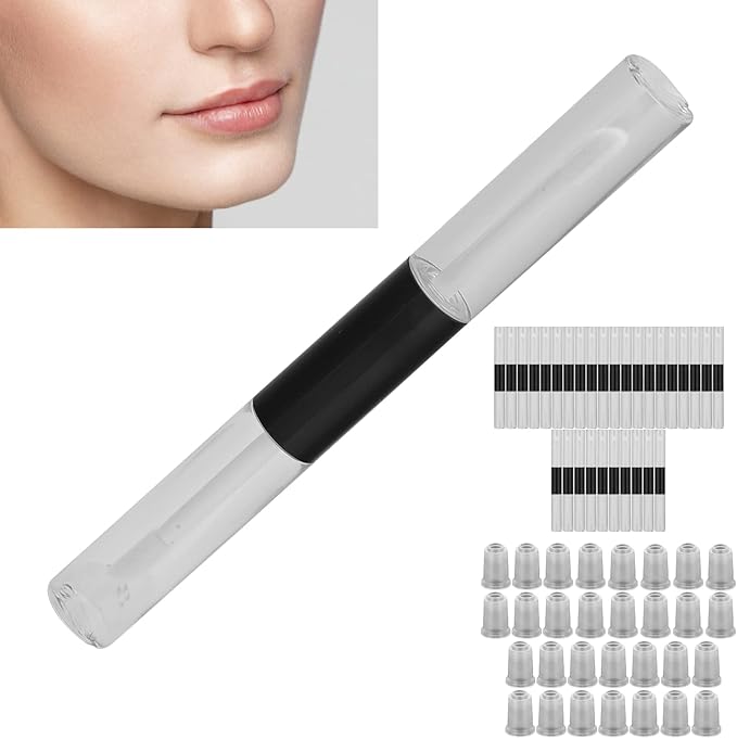 30pcs 5ml Empty Lip Gloss Tubes, Double Ended Refillable Lip Balm Gloss Containers Bottles with Rubber Inserts for Women Girls DIY Makeup