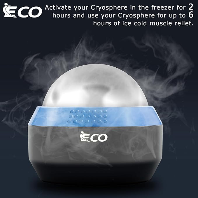 iECO Cryosphere Cold Massage Roller Ball - Massage Ball for Cold & Heat Relief, Myofascial Release, Trigger Point Therapy, Muscle Knots - Deep Tissue Ice Massager