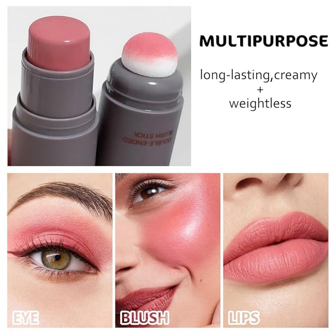 Cream to Powder Blush Stick, High Impact Color, Moisturizing Face Makeup (03#, 1 Count (Pack of 1))