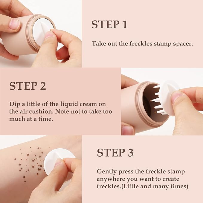 Boobeen Freckle Stamp Face Freckles Air Cushion Liquid Freckle Makeup Stamp Waterproof Fake Freckle Pen Long Lasting Quick Dry Small Spot Freckle Makeup, Create Natural Freckles Makeup