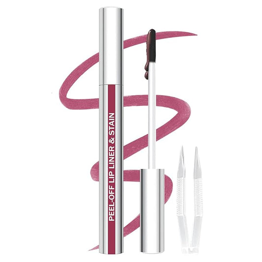 Lip Stain Peel Off Lip Liner Stain with Tweezer, Long Lasting Matte Lip Tint Tattoo, Highly Pigmented Color Lip Makeup, Waterproof Lipstick, Transfer-proof Lipstain for Women, Mauve