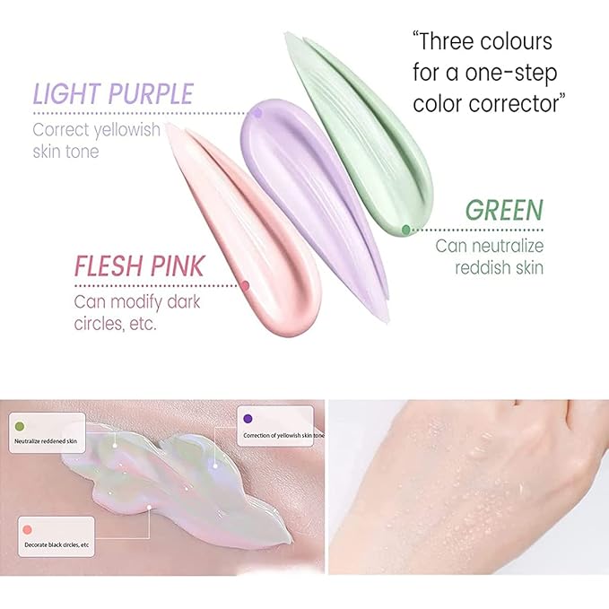 2Pcs Pore Primer,Skin Tone Correcting Facial Serum,One Step Concealer Foundation