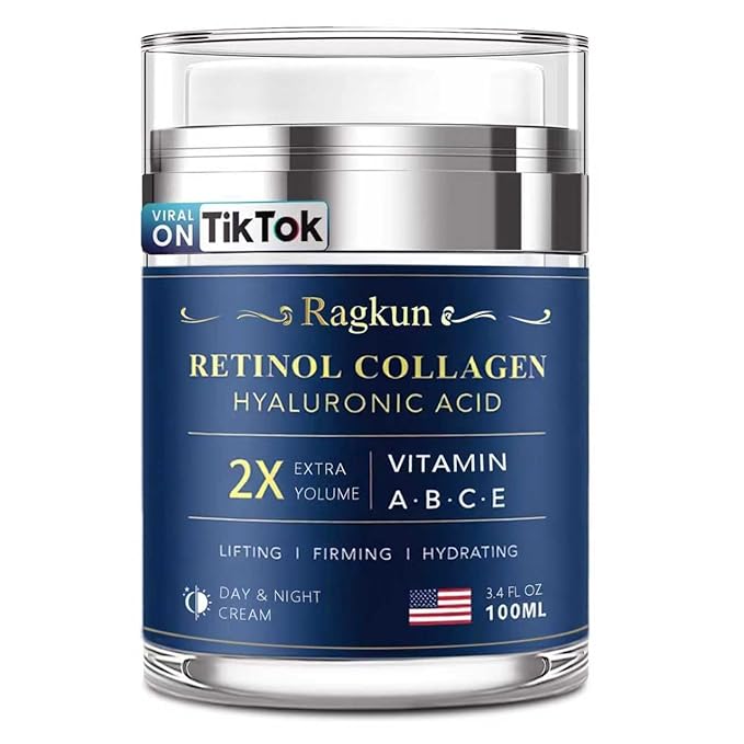 Retinol Cream for Face, Collagen Neck Creams for Tightening and Firming, Anti Aging Day & Night Facial Moisturizer for Women & Men, Instant Face Lift Wrinkle Cream 3.4 fl. oz.