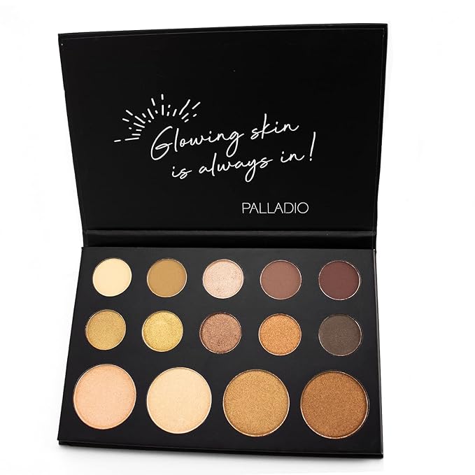 Palladio Sun-Kissed Mirage Eyeshadow Highlighter Palette, Warm Flawless Look, Matte and Shimmer Finishes, 14 Curated to Ensure Rich and Highly Pigmented Colors, All Day Wear (SUN-KISSED)