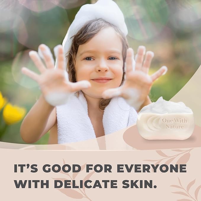 One With Nature Feminine Cleansing Bar 3Pack 3.5Oz - Fragrance-Free Feminine Soap Bar, Probiotics, Apple Cider Vinegar, Omega Fatty Acids, Oatmeal, Pure, Gentle Cleansing Bar for All Skin, Face, Body