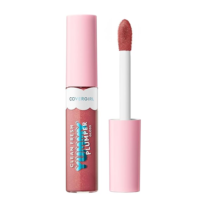 COVERGIRL Clean Fresh Yummy Plumper Lip Gloss, 860 Encourage-Mint, Shiny, Vegan Formula, Easy to Apply, Minty Flavor, 0.33oz