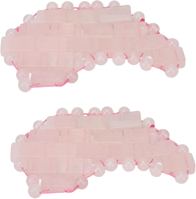 2Pcs Jade Eye Mask, Jadestone Eye Patch, Rose Quartz Anti Aging Eye Pad Sleep Eye Pad to Eliminate Wrinkles, Puffiness & Irritation (Reusable)