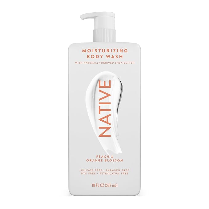 Native Moisturizing Body Wash Contains Naturally Derived Ingredients | For Women & Men, Sulfate, Dye, & Paraben Free Leaving Skin Soft and Hydrated | Peach & Orange Blossom 18 oz