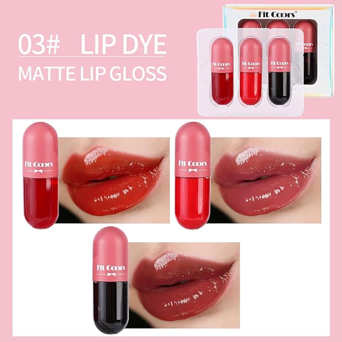 3 Color Glass Lip Oil Hydrating Tinted Plump Glass