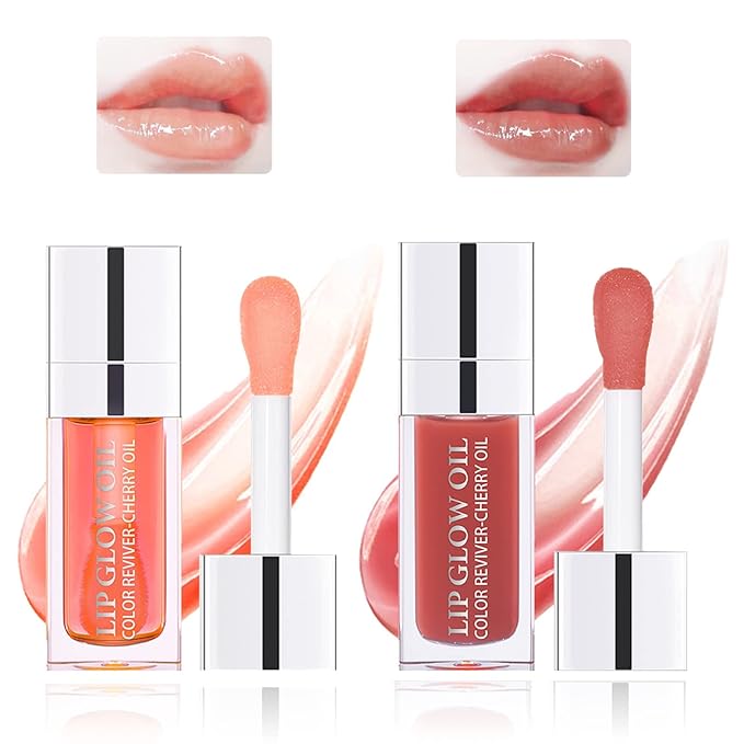 2pcs Hydrating Lip Glow Oil Set Tinted Plumping Hydrating