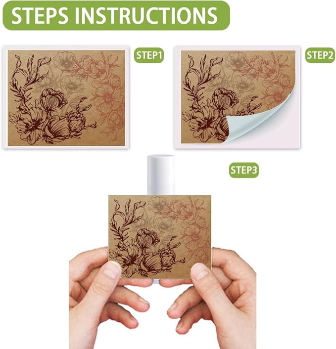 OLYCRAFT 100Pcs Self-Adhesive Lip Balm Tag Stickers 1.7x2.1 inch Waterproof Adhesive Label with Vintage Flower Rectangle Lipstick Tag Sticker for Lip Balm Container Tubes Lipstick Wrapping Decoration