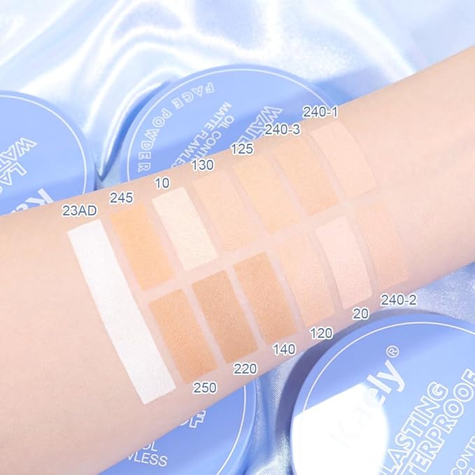 evpct Kaely Oil Control Pressed Face Powder, Get Smooth Flawless Fine Lines and Lightweight Finishing Foundation, Control Shine Long Lasting Waterproof Face Setting Powder Cosmetic, 10 Sand