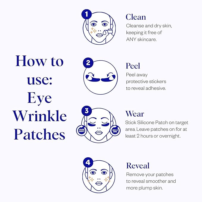 Wrinkles Schminkles Under Eye Wrinkle Patches | Smooth Eye Wrinkles, Crows Feet & Dark Circles Overnight | 6 Pairs Reusable Medical Grade Silicone Patches