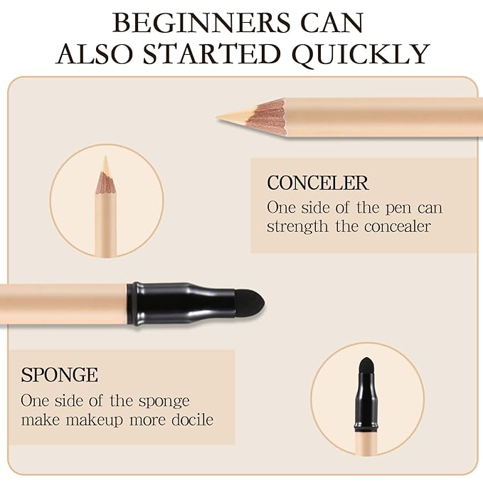 Concealer Pencil with Sharpner,Full Coverage,Waterproof Under Eye Concealer Stick