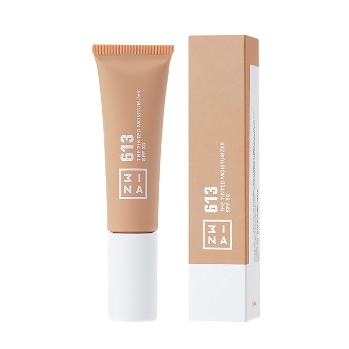 3INA 613 Tinted Moisturizer for Face with SPF 30 - Nude - BB Cream with Light to Medium Coverage - Hyaluronic Acid Moisturizer for All Skin Tones - Vegan, Cruelty and Paraben Free Make Up - 1 oz