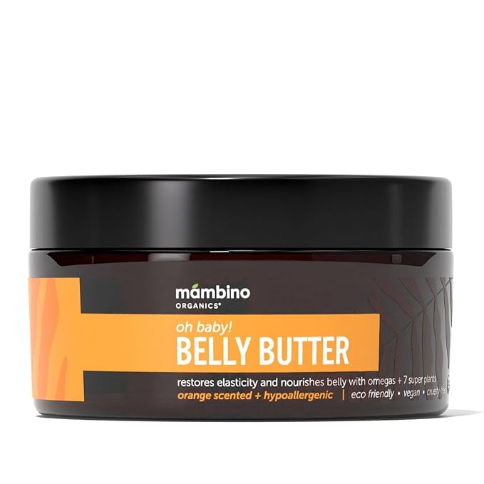 Oh Baby! Belly Butter – Organic Stretch Mark Cream for Pregnancy with Dutch Shea & Cocoa Butter – Vitamins, Omegas for Elasticity – Vegan Cruelty-Free Maternity Care by Mambino Organics, 2.5 fl oz